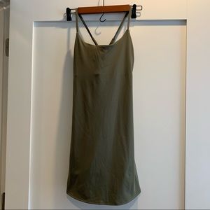 Olive green workout dress with built-in shorts